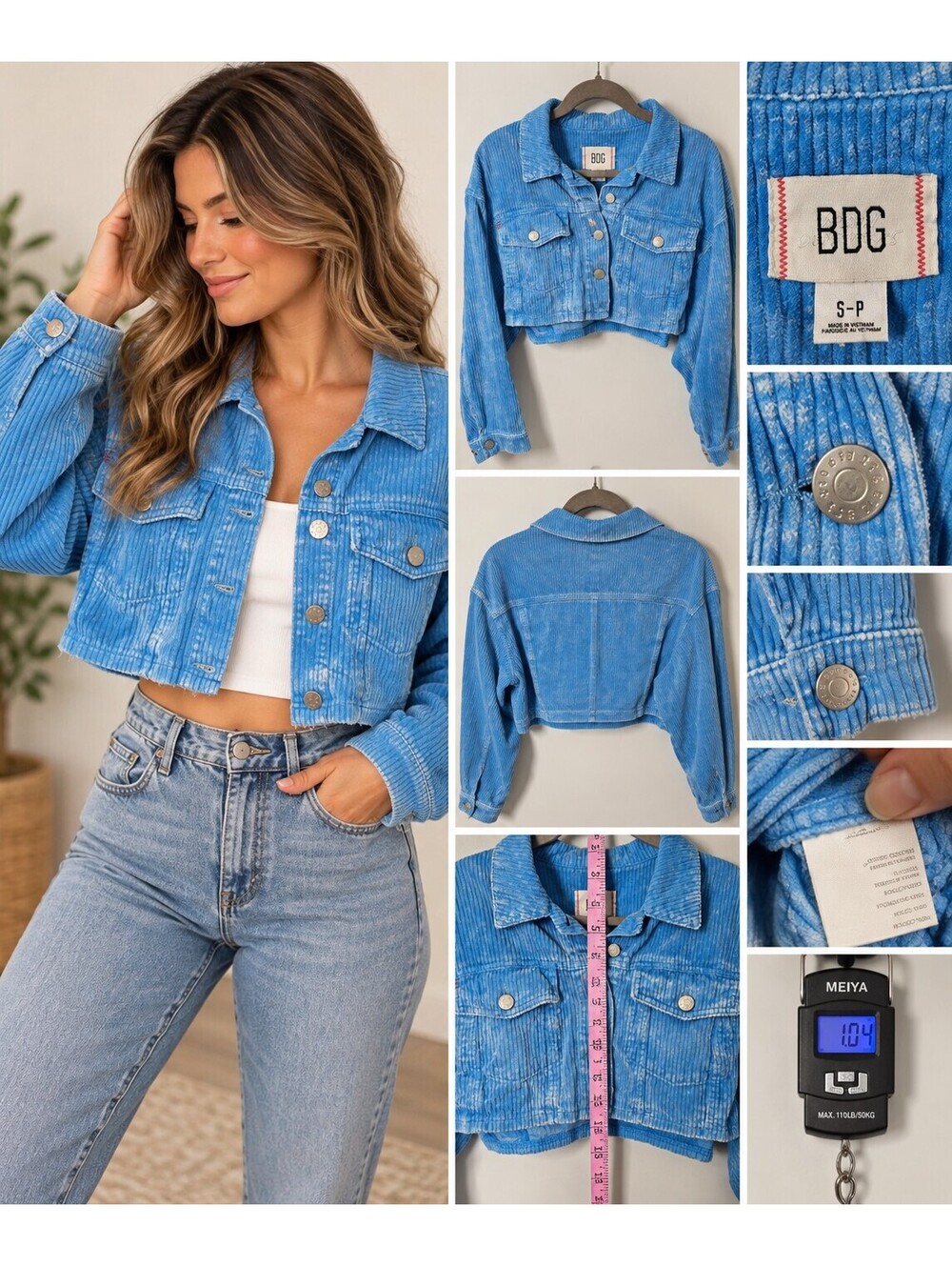 BDG blue cropped corduroy jacket